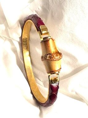MANNELLI FLORENCE Vintage Snakeskin 
burgundy leather, bamboo